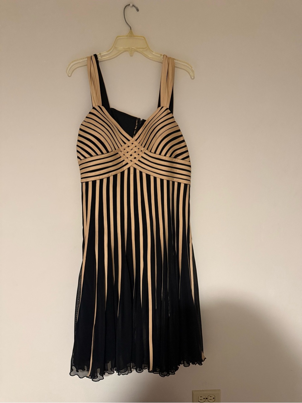 Black and Gold Striped Pleated Women’s Dress